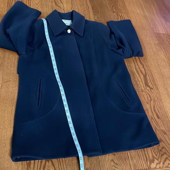 MACKINTOSH New England women’s 100% wool navy petite coat cape back collared 12P - Picture 14 of 15